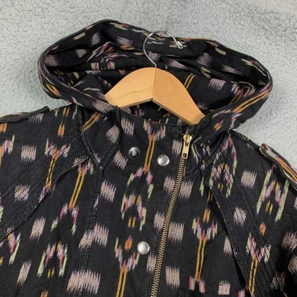 Free People The Ikat Jacket Women's XS Black Hooded Unlined Oversized Fit Parka - Picture 3 of 9